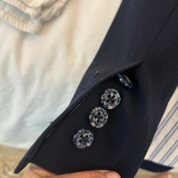 Tanya Taylor NWOT Navy Blazer with colorblocking white with blue stripes - Picture 4 of 6